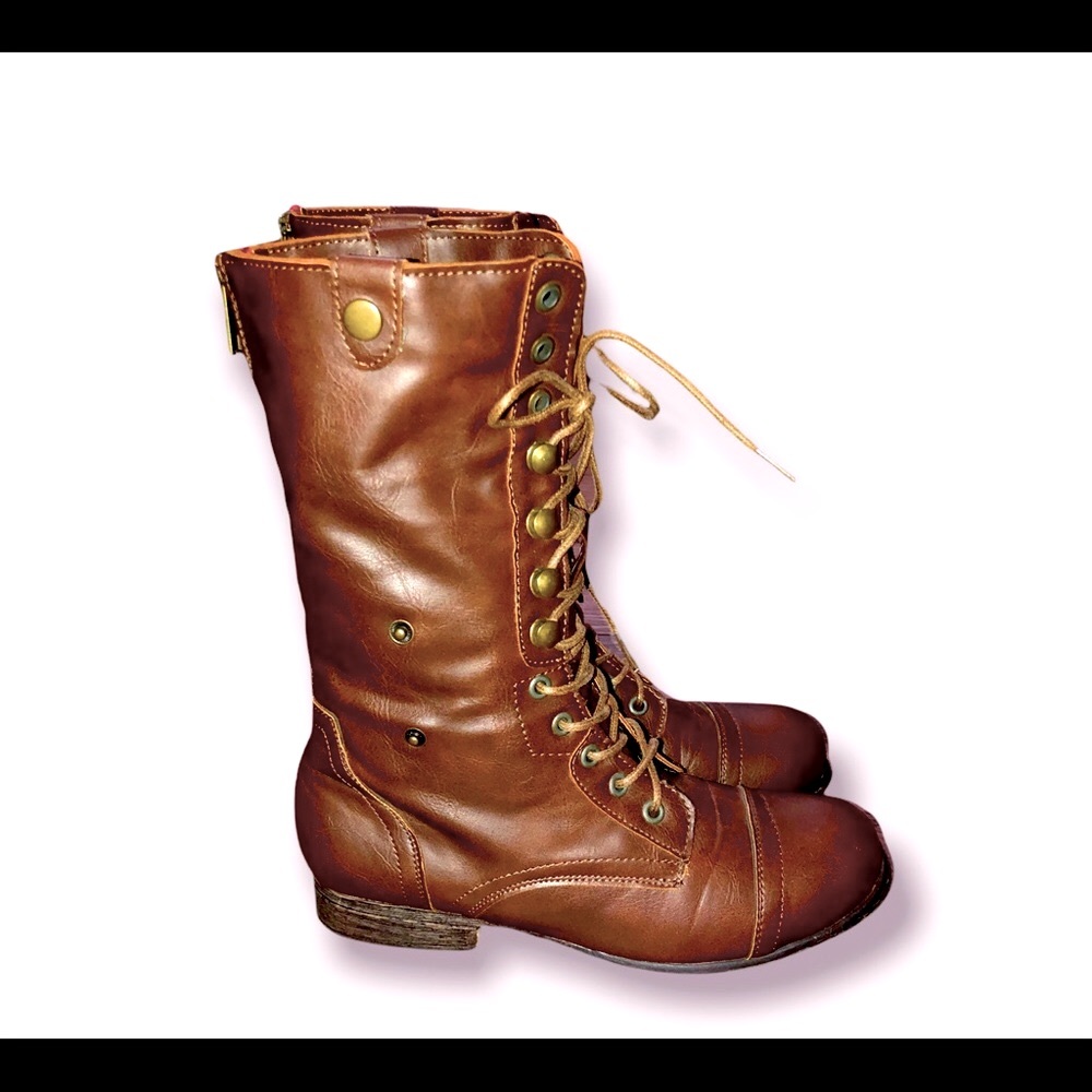 Charlotte Russe Size 8 Brown lace up/ Strap down boots